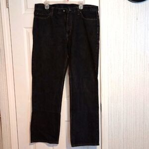 Faded Glory Jeans Men's 38X34 Blackwash Cotton Denim Relaxed Straight EUC